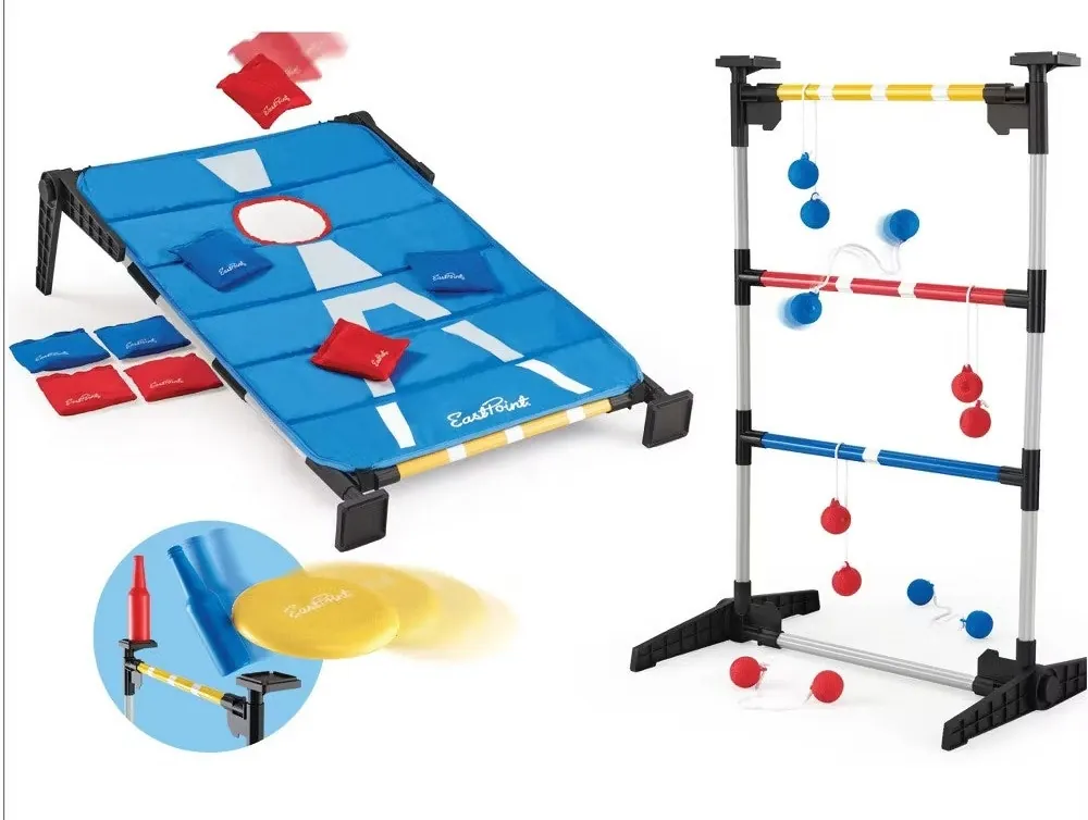 EastPoint 3-in-1 Cornhole, Ladderball & Bottle Smash Outdoor Game