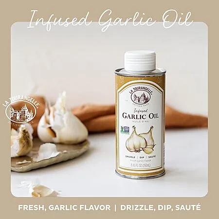 8.45oz. La Tourangelle Organic Infused Oleic Oil for Food (Garlic or Basil Oil)