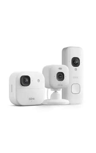 Blink Outdoor 2K+, Mini 2K+ & Battery Doorbell 2K+ Security Camera System w/ Sync Module Core (2 Cameras + Doorbell, White)