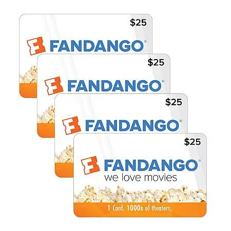 Costco Members: 4-Pk $25 Fandango eGift Card (Email Delivery)