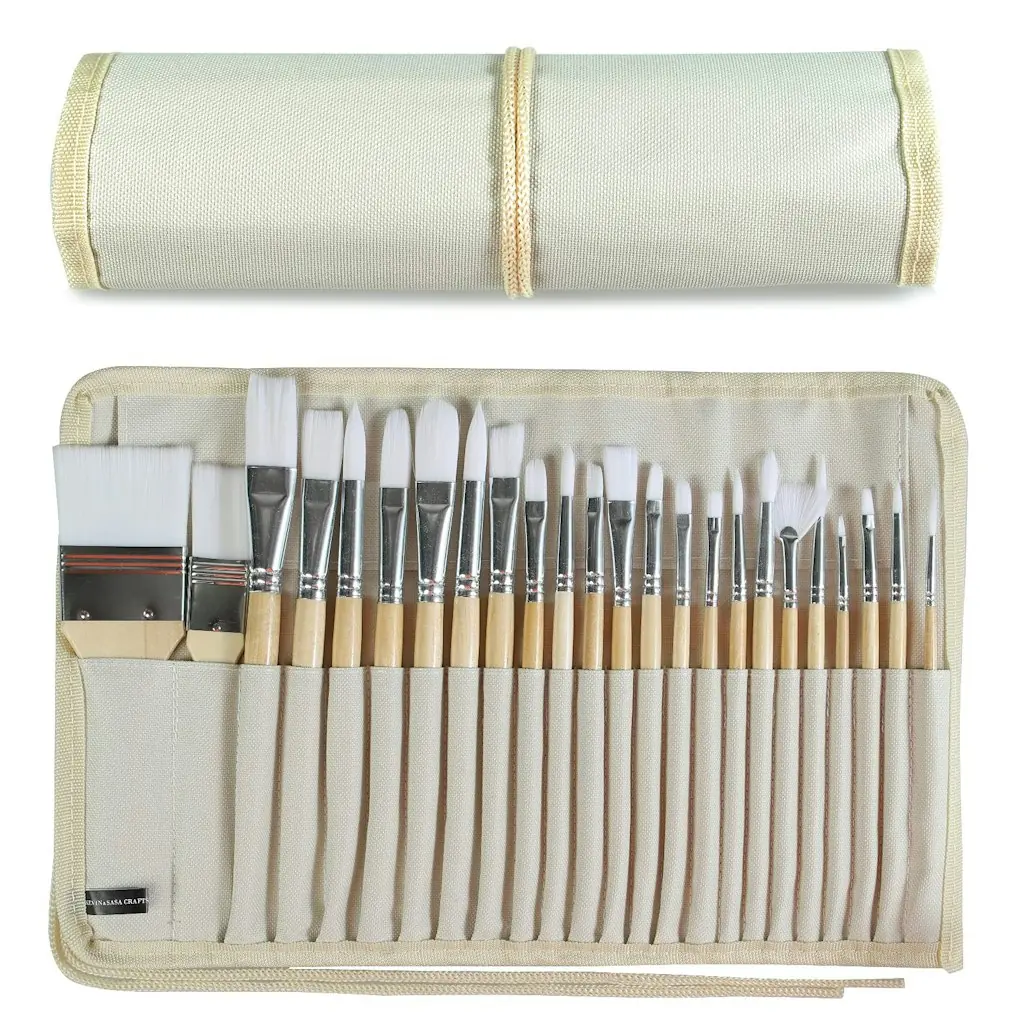 24-Piece Paint Brush Set w/ Canvas Case