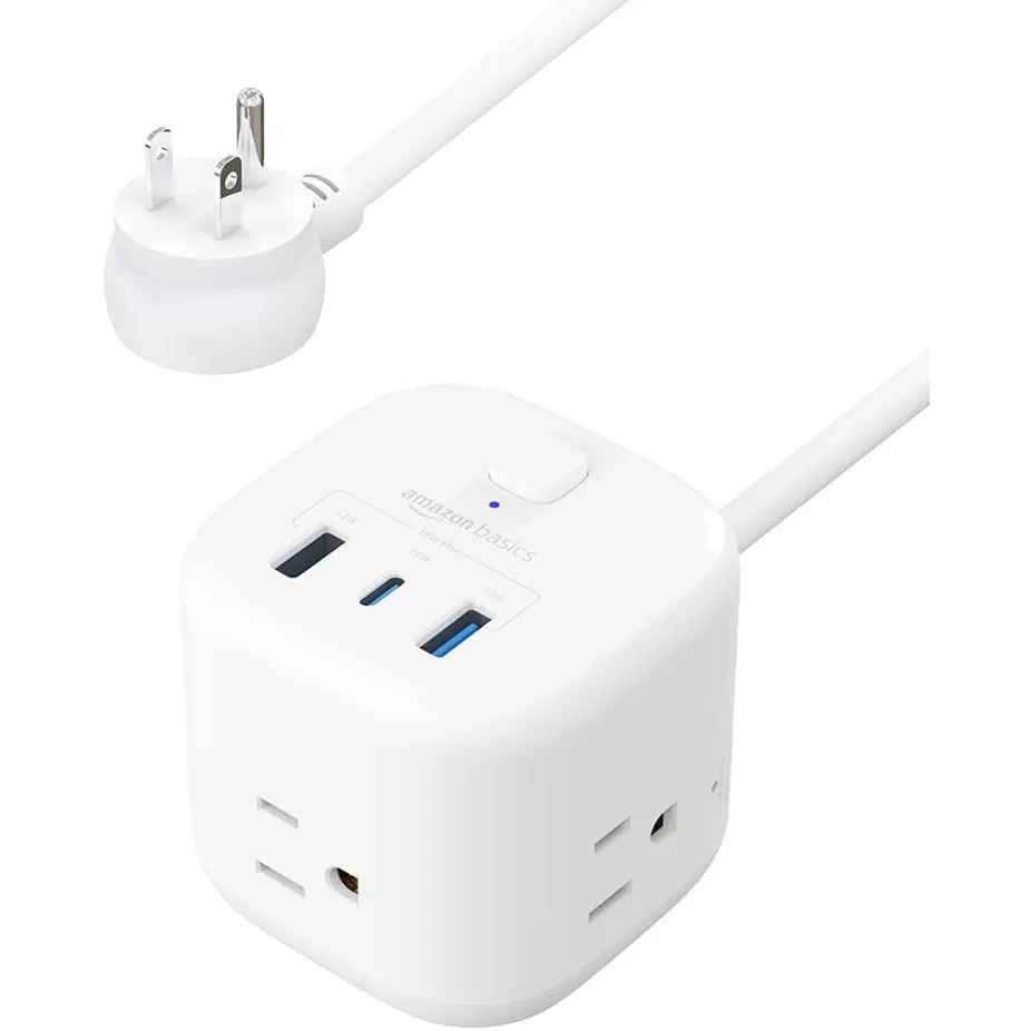Amazon Basics Power Strip Cube 3 Outlet 3 USB Ports