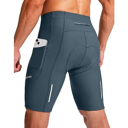 Bikewa Men's 9" 3D Padded Cycling Shorts w/ Side & Rear Zipper Pockets (various)