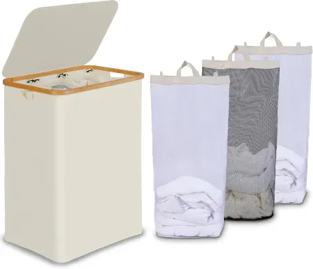 efluky 3-Section Laundry Hamper
