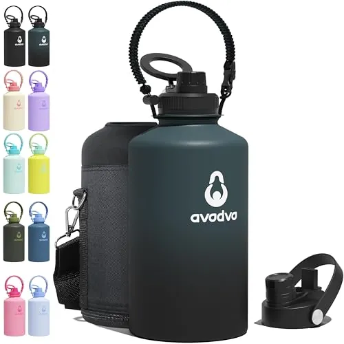 Avodvo 1 Gallon Water Bottle with 2 Lids