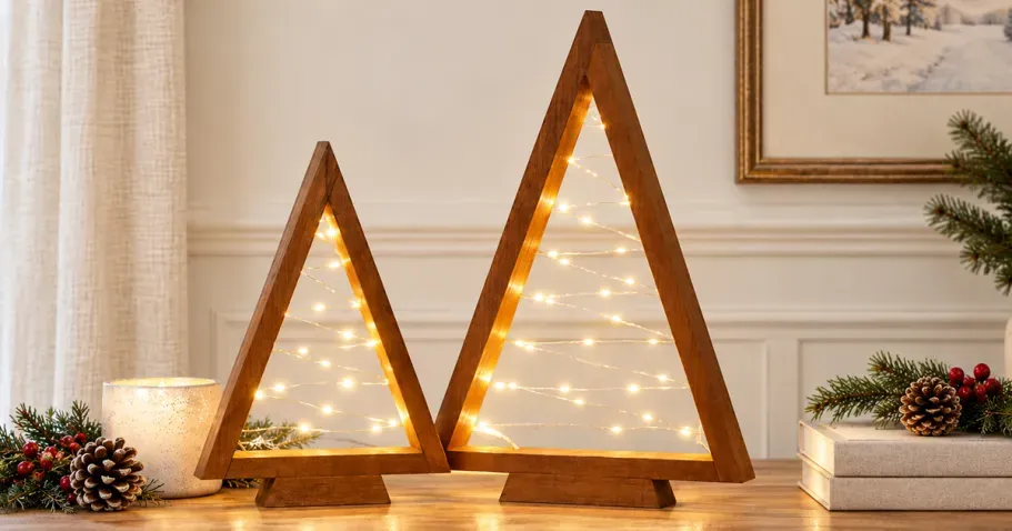 Wooden Light-Up Christmas Tree 2-Pack