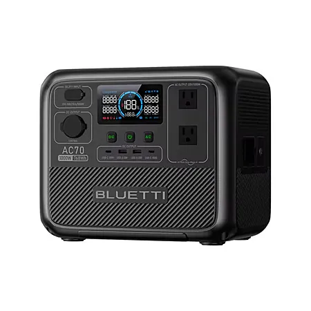 Bluetti AC70 768Wh/1000W LiFePO4 Portable Power Station (US Plug/Socket)