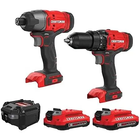 Craftsman V20 20V MAX Cordless Drill/Driver Set w/ 2x Batteries, Charger & Bag