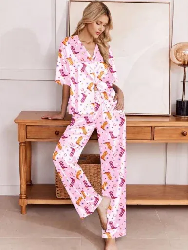 Ekouaer 2 Piece Women Silk Pajama Sets