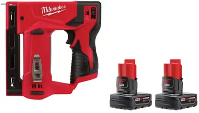 Milwaukee M12 3/8 in Crown Stapler with 2-Pack 4Ah Batteries