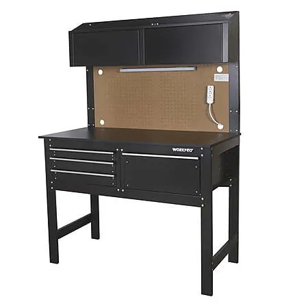 48" WORKPRO 2-in-1 Workbench & Cabinet Combo w/ Light