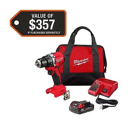 Milwaukee M18 18V 1/2" Brushless Compact Drill/Driver Kit w/ Tool Bag