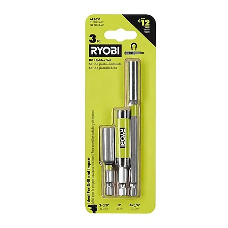 3-Pc RYOBI Impact Rated Bit Holder Set