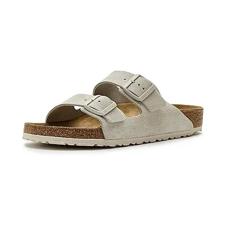Birkenstock Arizona Suede Sandals (Oyster, Narrow)