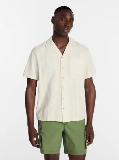 George Men's Embroidered Camp Shirt Khaki