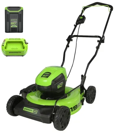 Greenworks 60V 19" Cordless Battery Push Lawn Mower w/ 5.0Ah Battery & Charger
