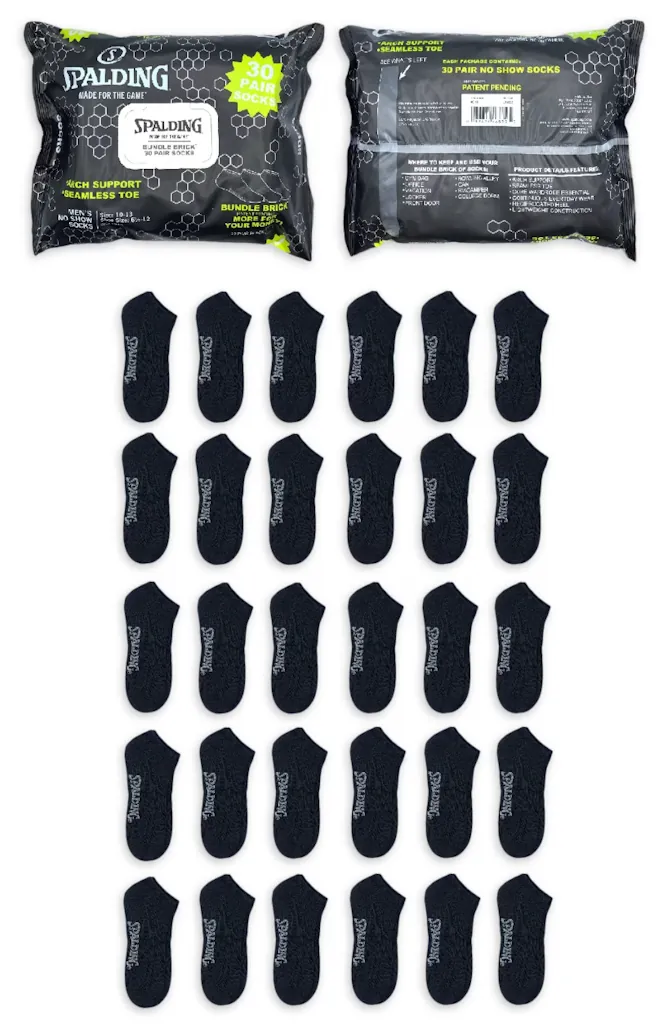 Spalding Men's No-Show Socks 30-Pack