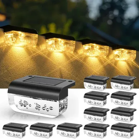 12-Pack Herzila Solar LED Waterproof Deck Lights Outdoor Step Lights