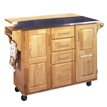 Homestyles Mobile Kitchen Cart w/ Stainless Steel Top, Drop Leaf