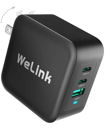 WeLink 100W GaN PPS 3-Port Fast Compact Foldable USB C Charger