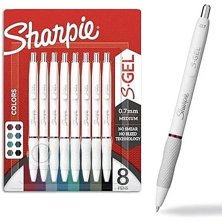 8-Ct Sharpie S-Gel 0.7mm Medium Point Ink Pens (Various)