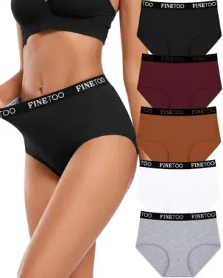 5-Pack FINETOO High Waisted Cotton Women's Underwear