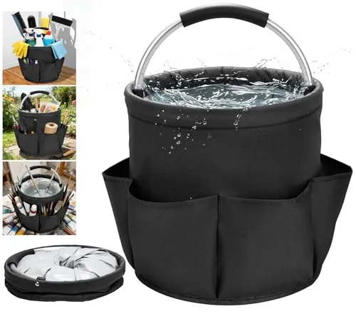 ZUZUAN 17L Foldable Waterproof Cleaning Supply Caddy with 6 Pockets