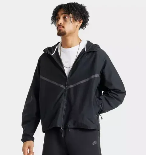Nike Men's Tech Shori Knit Full-Zip Windbreaker Jacket (Black/Black)
