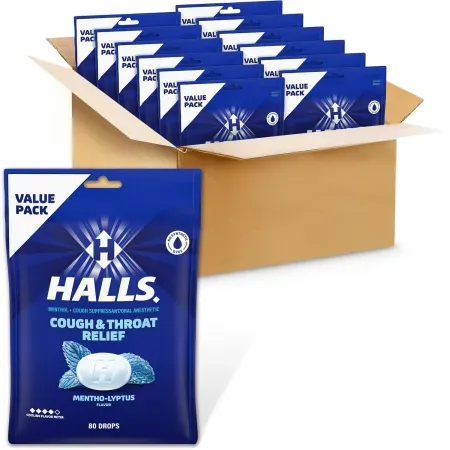 12-Pack 80-Count HALLS Cough & Throat Relief Mentho-Lyptus Cough Drops