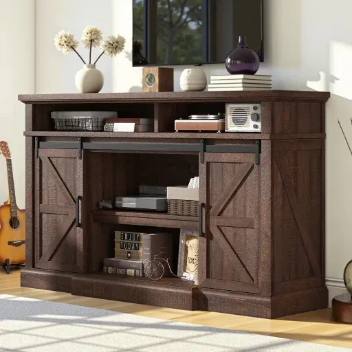 Gracie Oaks Allen 66" Farmhouse TV Stand w/ Sliding Barn Door
