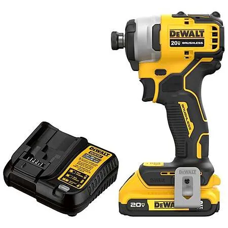 DEWALT Atomic 20V Max Brushless 1/4" Impact Driver w/ 2.0Ah Battery & Charger