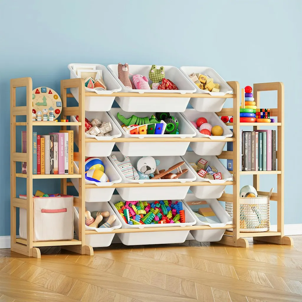 SpaceAid 52.3" 6-Shelf Toy Storage Organizer w/ 12 Bins