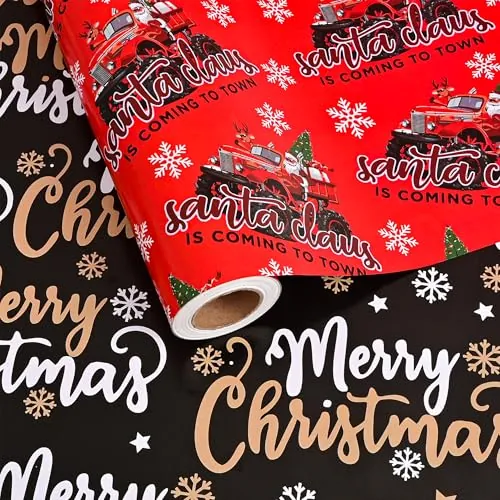 Reversible Monster Truck Christmas Wrapping Paper