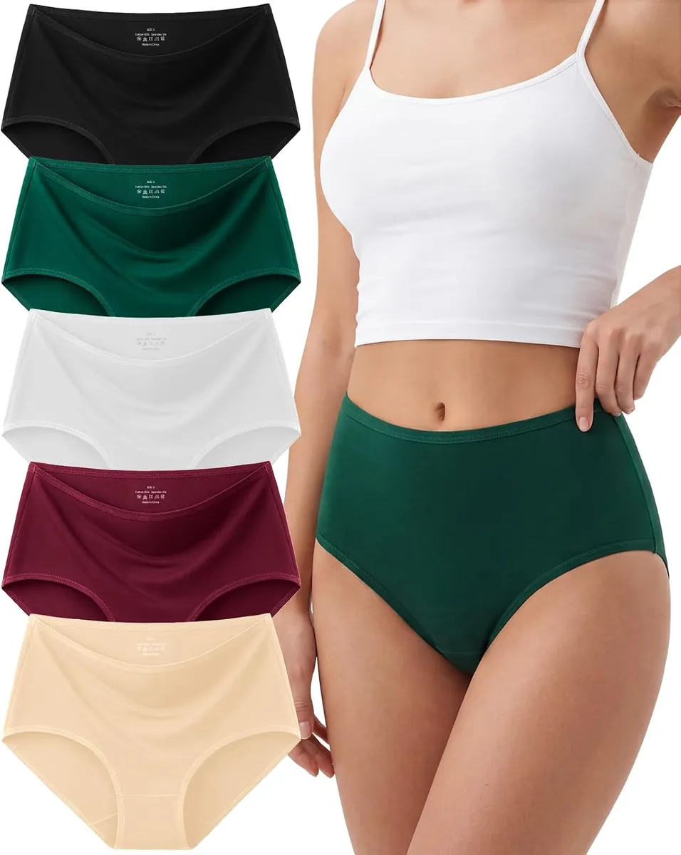 linccure Women’s High-Waisted Cotton Underwear 5-Pack