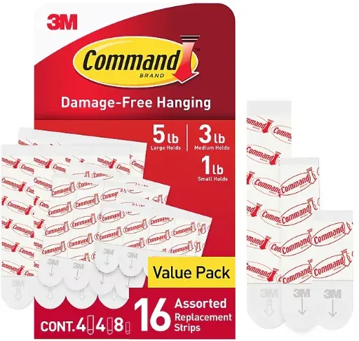 Command Refill Strips, White, 8 Small, 4 Medium & 4 Large Value Pack