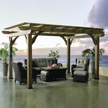 Backyard Discovery Somerville 14' x 10' Cedar Wood Pergola Kit w/ Trellis Roof