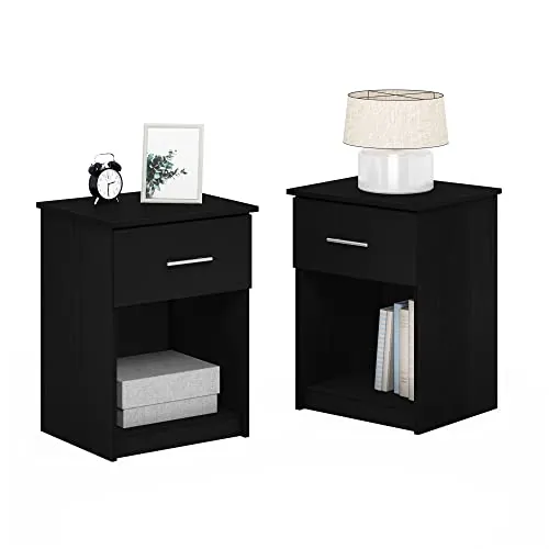 2-Pack Furinno Tidur Nightstand w/ Drawer & Open Shelf (Americano)