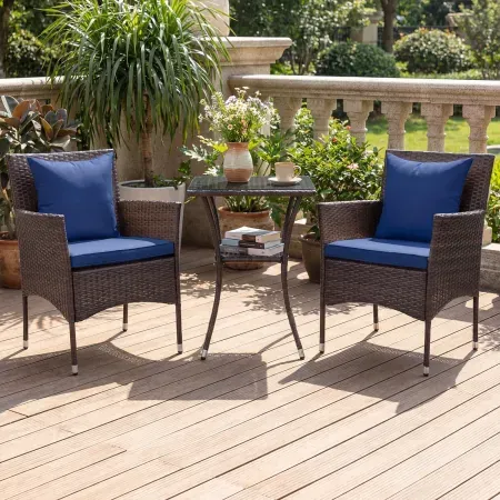 3-Piece Costway Patio Wicker Bistro Set