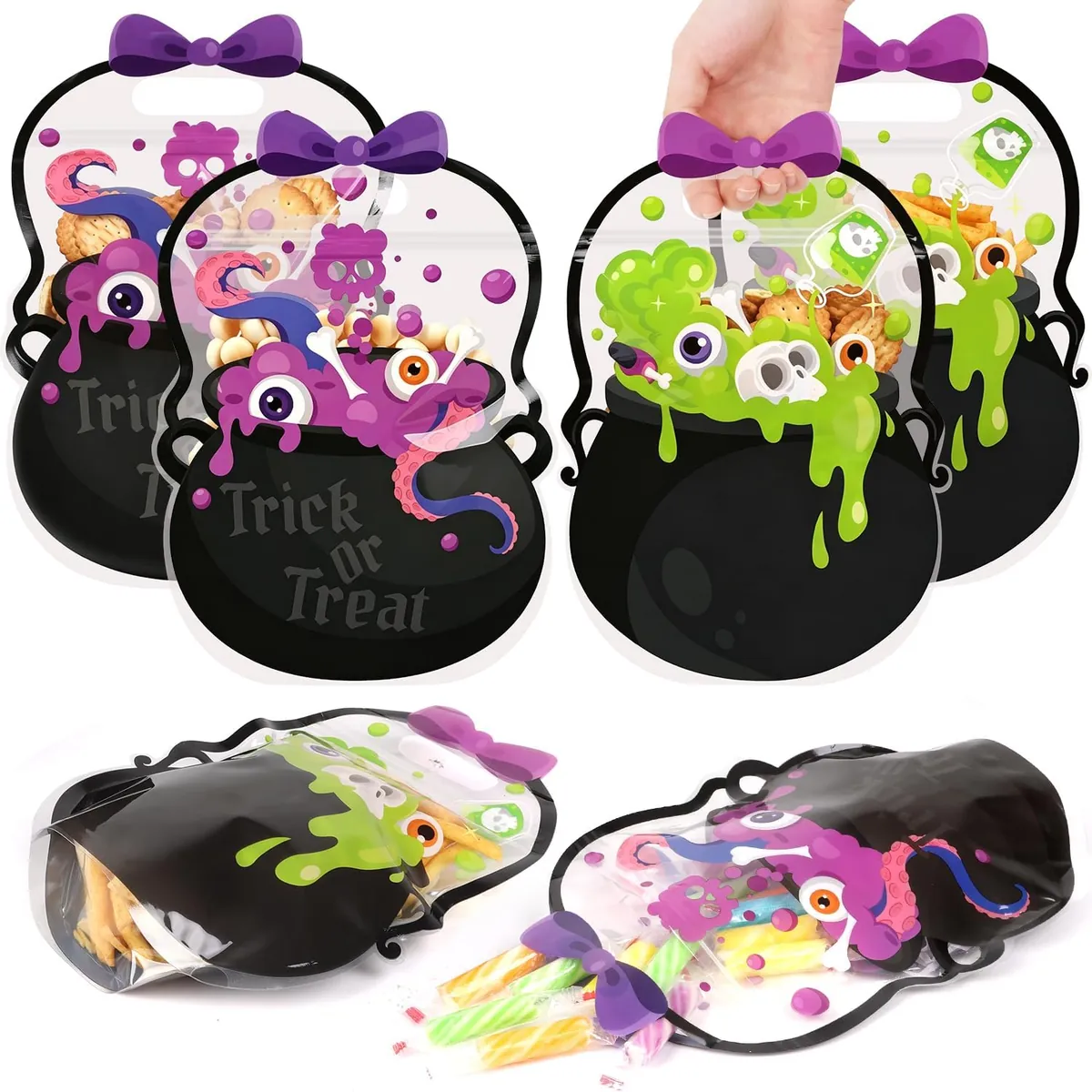 CCINEE 3D Halloween Treat Bags w/ Zipper Closure 50-Pack
