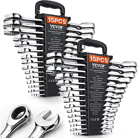 30-Pc VEVOR Metric & SAE Combination Ratcheting Wrench Set