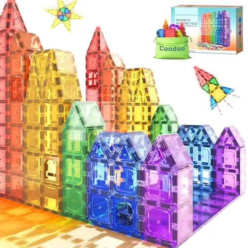 Coodoo 40-Piece Magnetic Tiles Kids Toys STEM Magnet Toy