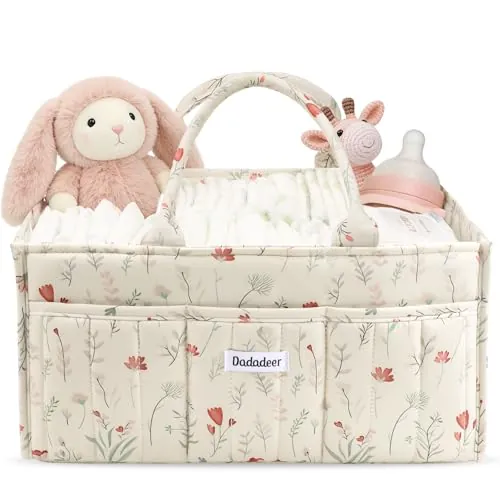 Quilted Floral Diaper Caddy Organizer