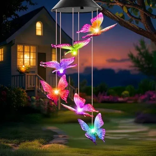 Winzwon Solar Wind Chimes Butterfly