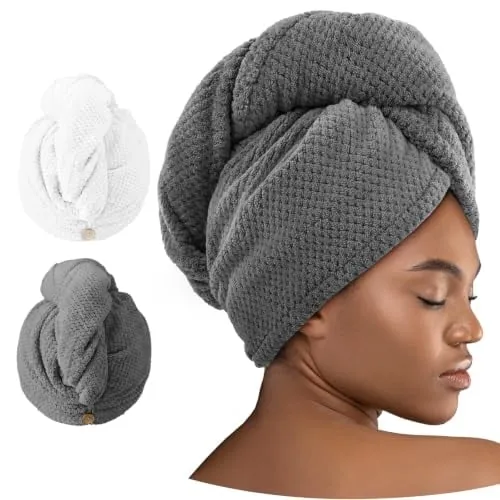 2 Pack Microfiber Hair Towel Wrap
