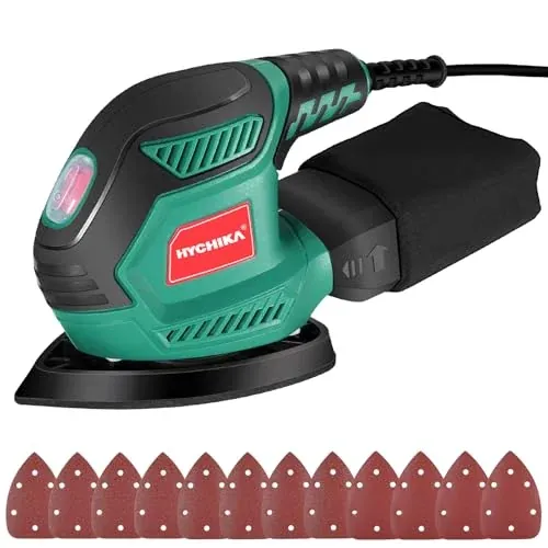 HYCHIKA Detail Sander 14,000 OPM w/ 12-Piece Sandpaper Set