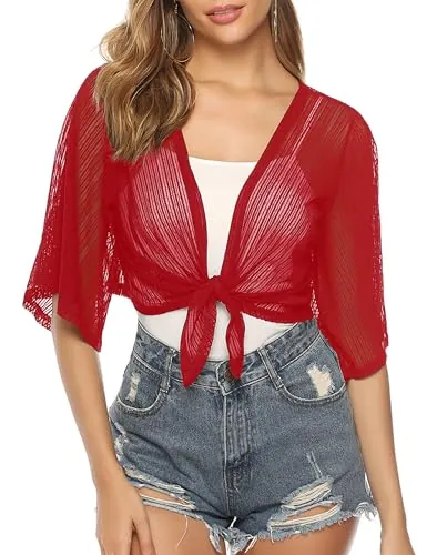 Tie Front Chiffon Shrug - Many Colors