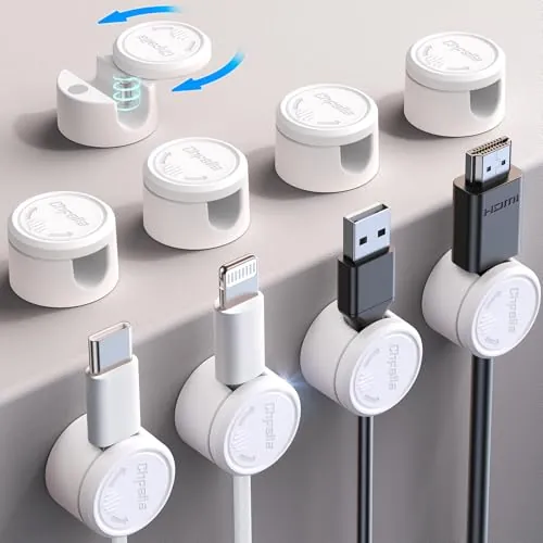 9-Pack Chfeila Magnetic Cable Clips/Cord Organizer with 360° Rotating Lid