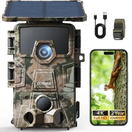 4K UHD Solar Trail Camera with WiFi 6 and Night Vision