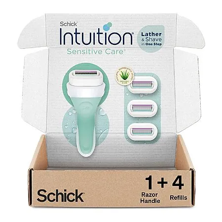 Schick Intuition Sensitive Skin Women's Razor w/ 4 Blade Refills & Organic Aloe