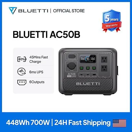 BLUETTI AC50B 700W 448Wh LiFePO4 Portable Power Station